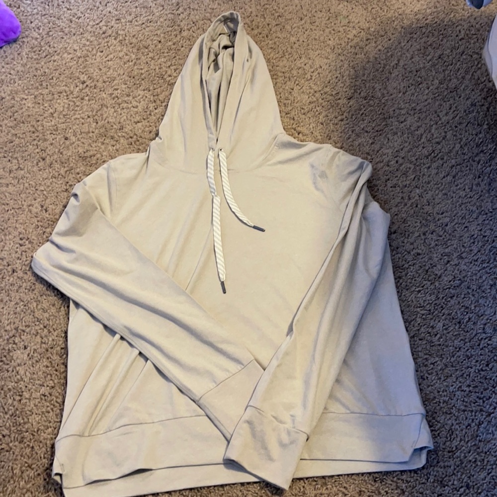 NWOT! Taupe lightweight knit hoodie top. Great, easy layering piece.